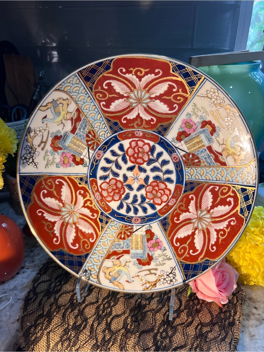 Vintage Imari Wall hanging Decor plate like new very large